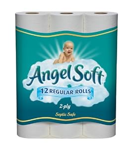 Angel Soft Bath Tissue Regular Roll, White, Unscented, 12-Count