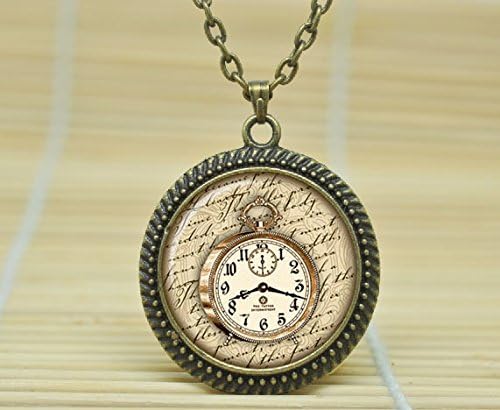 Fashion Jewelry Steampunk Victorian Clock Necklace Steampunk Pendant Watch Jewelry Glass Cabochon Necklace A1639