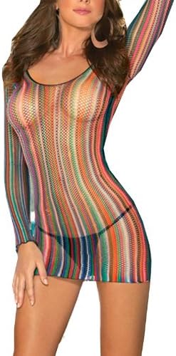 GT-Dress GOOD SEXY LINGERIE SEXY PERSPECTIVE GAUZE NIGHTGOWN COLORED STRIPES SLIM, EXCLUDING THONG