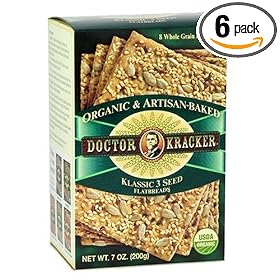 Doctor Kracker Flatbread, Organic and Artisan Baked Klassic 3 Seed, 7-Ounce Packages (Pack of 6)