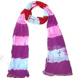 Pink, Purple & Red Women's Tie Dye Scarf - Try this multicoloured and lightweight tie dye chiffon scarf for women - Must have for this summer