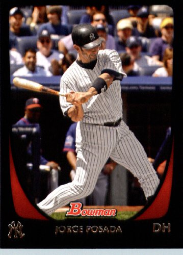 2011 Bowman Baseball Card # 55 Jorge Posada - New York Yankees - MLB Trading Card in a Protective Display Case