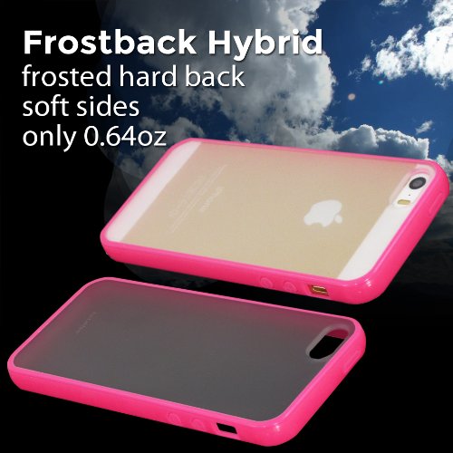 TOTALLEE Frostback Hybrid iPhone 5 5S Case Scratch Resistant Matte Clear Hard Back with Bumper (Hot Pink)