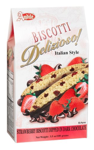 Andile Biscotti With Strawberry And Dark Chocolate, 3.5-Ounce Boxes (Pack of 16) by Andile