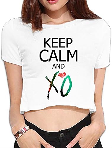 SYY Woman Keep Calm The Weeknd Crop Top Size XL White