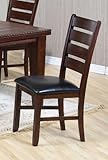 Set of 2 Dining Chairs with Ladder Back Dark Oak Finish