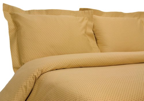 Carleton Collection 300 Thread-Count 100-Percent Cotton Sateen Printed Dot King Size 3-Piece Duvet Set, Honey