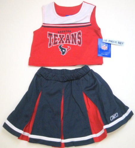 NFL Reebok Houston Texans 2 Piece Cheerleader Skirt & Shirt Set Girls Medium (Size 10/12)