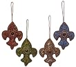 Antique Style Embroidered and Sequined Fleur De Lis Christmas Ornaments 4 1/2"x3 1/2" Set of 4