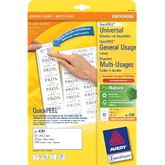 Avery Zweckform, 4781, 25 Blatt, Universal-Etiketten, wei�, 97 x 42, 3 mm