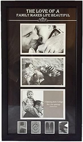 Ultimateod International Designs Matted Linear Classic Wood Picture Frame, Holds 4'x6' Photo, 3 Options, Black