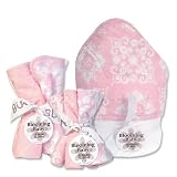 Trend Lab 21066 VERSAILLES PINK BOUQUET SET - ALL 3 BOUQUETS - HOODED TOWEL (# 101397) and 5 PACK OF WASH CLOTHS (# 101424) and 4 PACK OF BURP CLOTHS (# 101420)