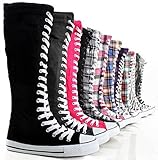 Women's Tall Canvas Lace Up Knee High Sneakers