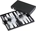 Spielwaren : Backgammon Kunstleder, schwarz, Filzintarsien