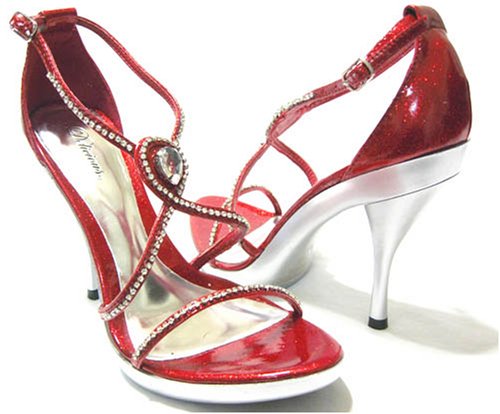 Exotic Metallic Red Sexy Rhinestone Sandals Picture