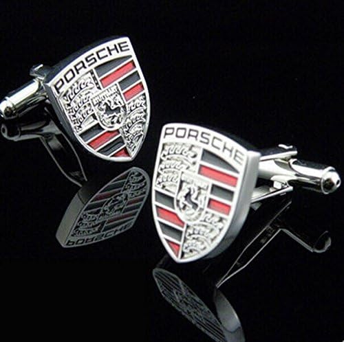 Vehicle-logo Style Men's Shirt Cufflinks 1 Pair Gift Boxed (Porsche Silver)