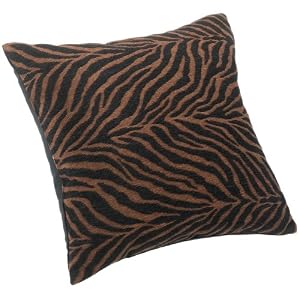 Buy Brentwood Knife Edge Chenille Animal 18-Inch Tapestry Pillow, Zebra Black Brown now!