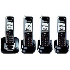 Panasonic Dect 6.0 Black Cordless Phone with Answering Machine and ChoiceMail (KX-TG7434B) by Panasonic