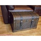 Antique Victorian Wood Trunk Wooden Treasure Hope Chest -- Medium Size