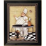 Fat Chef 4 Bakery Juggling Whimsical Kitchen Art Print by Framed Art Tilliams