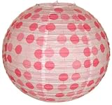 Pink Polka Dots White Color Chinese/Japanese Paper Lantern/Lamp 16