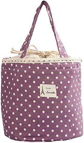 RRRLJL Polka Dot Grocery Thermal Insulated Lunch Box Tote Cooler Bag (Purple)