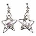 Sterling Silver Earrings with Pink CZ - Size: 37mm
