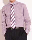 Savile Row Mens Purple White Puppy Tooth Fitted Dress Shirt French Cuff