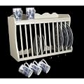 Kitchen Plate Rack - wall mounted - inc shelf above and hooks under - BUTTERMILK