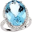 14K White Gold Sky Blue Topaz and Diamond Ring