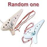 12 Holes Alto C Ceramic Ocarina Flute w/ Bamboo Pattern