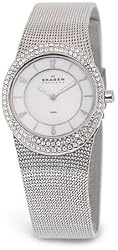 Crystal Oval Bezel Mother Of Pearl Dial Mesh Band