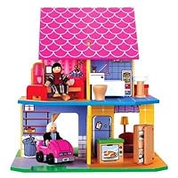 Maxim Wooden Dollhouse with 6 Multi-Cultural Dolls