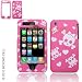 Premium - Apple iPhone 3G/3GS Protex White Cutie Skull/Pink Rubber DE Protective Case(Carrier:AT&T) - Faceplate - Case - Snap On - Perfect Fit Guaranteed
