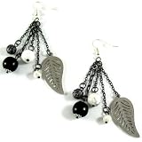 Image of Anna Lou Silver Leaf and White Howelite Stone Earrings