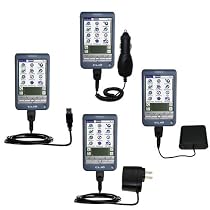 Road Warrior Kit for the Sony Clie T625C includes a Car & Wall Charger AND USB cable AND Battery Extender - Gomadic Brand w/ TipExchange Technology