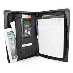 Mappe, Business Tasche, Uni, Schule, Beruf, Dokumenten Tasche, Leder Aktentasche mit Klemmbrett und Taschenrechner, leather case, briefcase, dispatch case, Aktenmappe, Laptoptasche mit Haltegriffen, Marke Incutex