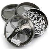 Chromium Crusher 2.5 Inch 4 Piece Tobacco Spice Herb Grinder - Pick Your Grinder (Gunmetal Zinc w/ Mill Handle)