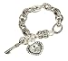 Silver Tone Heart Locket and Key Charm Bracelet