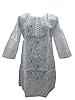 Womans Indian Kurta White Tunic Paisley Embroidered Indian Cotton Kurti L
