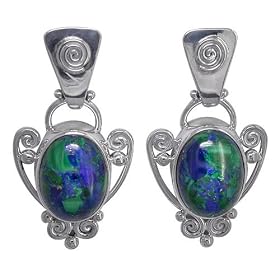 Sterling Silver Azurite Drop Earrings by Sajen by 