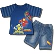 Marvel Heroes 2 piece Short sleeve shirt w/ Denim Shorts for boys Marvel Heroes 2 piece Short sleeve shirt w/ Denim Shorts for boys