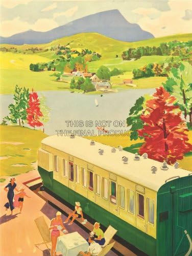 PAINTING COACHES CAMPING ENGLAND SCOTLAND SUMMER HOLIDAY PRINT POSTER BB8403