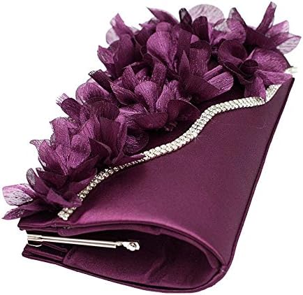 Blueblue Sky Chic Floral Chiffon Chain Evening Party Frame Clutch Miaudiere Handbag#153 (Purple)