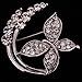 Yazilind Silver Plated Flower Leaf Plant Shape Carve Full Shining Crystal Brooches and Pins