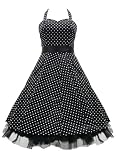 50's Small Polka Dot Swing Prom Dress Black