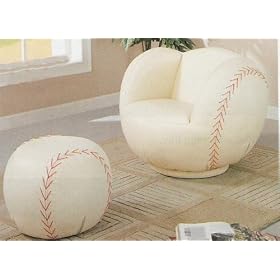 Baseball Theme Kids Chair Ottoman Set Childrens Sports by -999