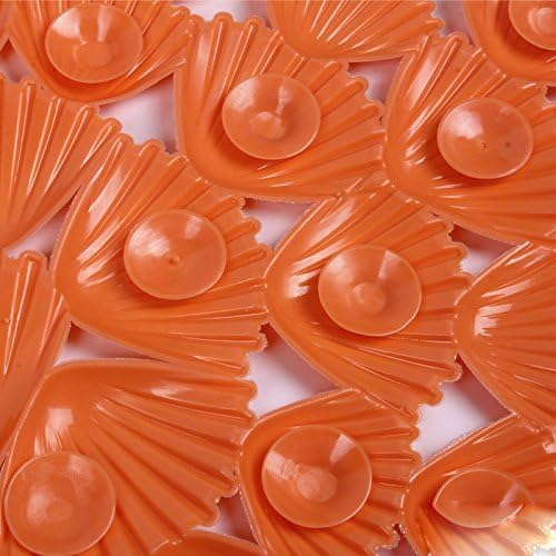 TEEPIRE 36*69cm Sea Shell Bathroom Non Slip Bath Mat with Suction Cups Anti-slip PVC Oval Shell Bath Mat