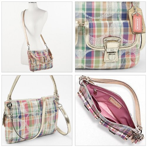 Coach Poppy Signature Madras Hippie Crossbody Purse Plaid Multi