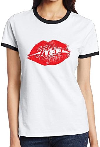 Red Lipstick Sexy Red Lips Kiss Girls Ringer T-Shirt